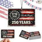 12PCS Patriotic Car Air Fresheners, 1776-2026 Double-Sided Hanging Scented Cards, Dark Ice Berry Ocean New Car Scents for Rearview Mirror, Home, Office, Commemorative Gift Set (Style 2)
