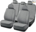Road Comforts Full Set Car Seat Covers Front Rear Seat Cover Low Back, Flax Seat Protector, Airbag Compatible, Universal Fits for Most Cars, Truck, SUV, Vans Gray