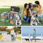 Modoker Dog Travel Organizer with 2 Collapsible Bowls for Supplies & Accessories, Airline Approved Dog Tote Pet Travel Bag with 2 Travel Food Container