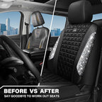 CAR PASS 3D Air Mesh Seat Covers for Cars, Bling Diamond Leather Foam Car Seat Covers for 2 Front Interior Sets, Automotive seat Covers Universal Fit Truck SUV Cute Women Girl, Black Silver Rhinestone