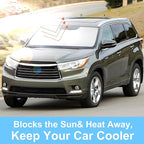Windshield Sun Shade Custom Fit for 2014 2015 2016 2017 2018 2019 Toyota Highlander Accessories Foldable Sunshade Sun Blocker Protect Car from Sun Rays & Heat Damage Keep Car Cooler