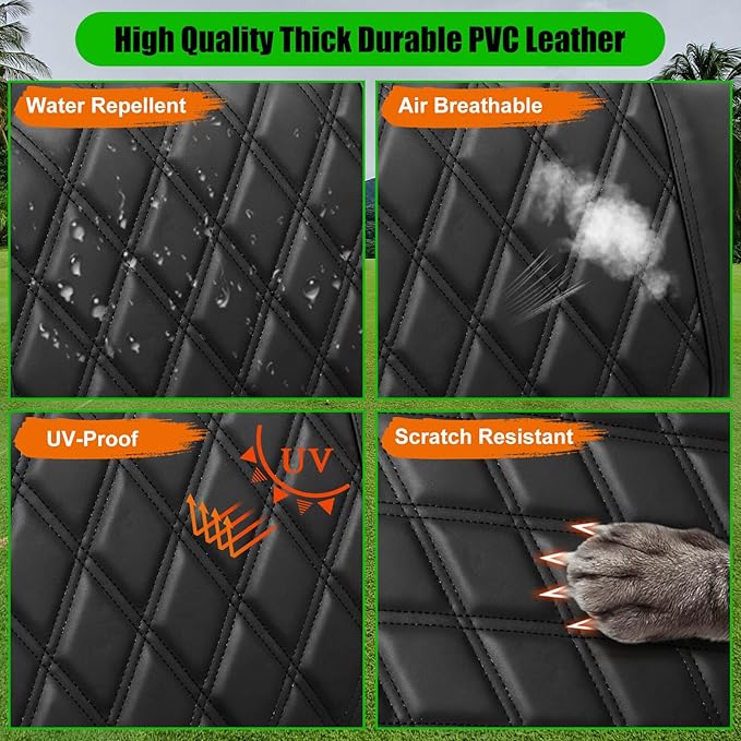 Golf Cart Seat Covers Compatible with Yamaha Drive G29 2007-2016 and 2017+ Drive 2 Carts, Made Thick Premium Marine Leather Custom Diamond Stripe Soft Comfortable/Anti-Scratch/Anti-Fading