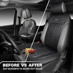CAR PASS Car Seat Protector, Sideless Seat Covers for Cars, All Season Waterproof Nappa Leather Breathable Front Seats Cushion with Storage Pocket Universal Fit Vehicle Car SUV Truck, 2 Pack All Black