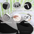COOLBEBE Kids Travel Neck Pillow, Softly Double Support Travel Pillow for Car & Airplane, Traveling Gifts for Toddler & Children (Black)