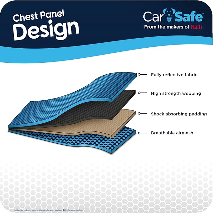 CarSafe Crash Tested Dog Safety Harness - Crash Tested to 32Kg/70lbs, Safely Secure Dog in The Car, Comfortable and Padded Design. for Toy, Small, Medium and Large Dogs (Size Large)