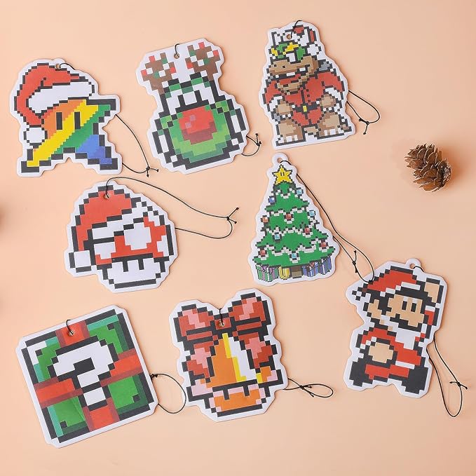 Pounchi Pixel Cartoon Game Car Air Freshener Cards (8 Pack Refreshing Ice Scent) Video Game Accessories for Car Interior Hanging Gift Rearview Pendant Supplies