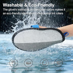 Pet Hair Removal Glove - Magic Brush Electrostatic Mitt for Dogs & Cats, Reusable Grooming Gloves - Dog Hair Remover Tool with 5-Finger Design for Couch, Carpet, Furniture, Laundry & Clothing(Blue)