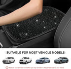 Bling Car Armrest Cover, 11.8"×8.5" Crystal Rhinestone Auto Center Console Protective Cover, Bling Charming Arm Rest Cushion Pad for Most Cars SUVs Trucks, Car Accessories (Black)