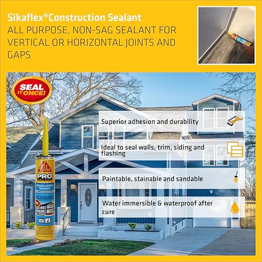 Sika Sikaflex - White - Construction sealant (White) - All-Purpose Polyurethane sealant - for All Types of Joints 1/2" or Smaller - 10.1 fl oz (Pack of 2)
