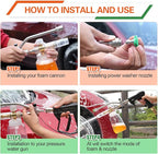 Dual Connector Foam Cannon for Pressure Washer, Pressure Washer Gun with Foam Cannon and 5 Power Washer Sprayer Nozzles Tips for Car Wash Kit Power Washer Gun Foam Soap Cannon for Car Snow Foam Lance