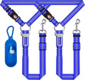 Dog Car Seat Belt - 3 Piece Set Retractable Harness, Adjustable Reflective Seatbelt for Vehicle Headrests, Safety Restraint Heavy Duty & High Elastics, Navy Blue