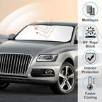 Windshield Sun Shade Custom Fit for 2009-2017 Audi Q5/2014-2017 Audi SQ5 Accessories Foldable Sunshade Sun Blocker Protect Car from Sun Rays & Heat Damage Keep Car Cooler