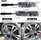 9Pcs Grey Wheel Tire Brush Set - Cleaning Brushes for Wheels, Tires, Rims & Spokes