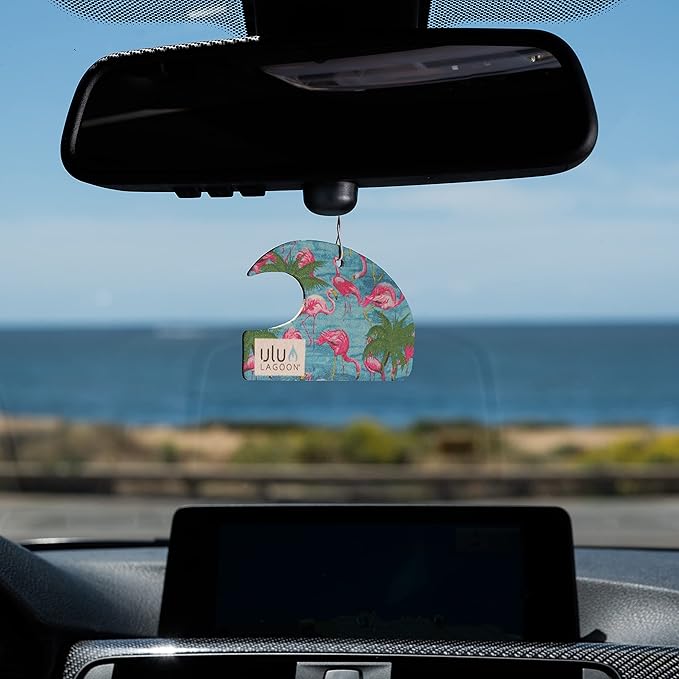 ulu Lagoon Hanging Car Air Freshener | Tropical Beach Coconut Surf Wax Scent Mini Wave | Long Lasting Car Freshener, Closet and Beyond | Made In USA | 3 Pack (Miami)