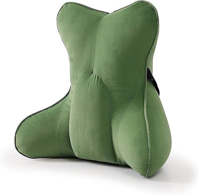 Lumbar Support Pillow(Pat. Pend) for Lower Back Pain Relief – Multi-Functional Ergonomic Lumbar Cushion, Reading Pillow for Office Chair, Car Seat & Sofa,Olive Green