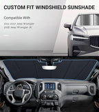 Windshield Sun Shade for Jeep Wrangler 2011-2017, Wrangler JK 2018 Window Sunshade - Metallic