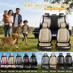 Fit Cruze Car Seat Covers for Select Chevrolet/Chevy Cruze 2011-2019, Premium Full Coverage Leather, Airbag Compatible, Waterproof All Weather Seat Cushion Protector, Full Set, Black+Beige