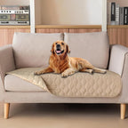 gogobunny 3X Stronger Waterproof Pet Blanket, Scratch Proof Furniture Protector for Dogs Cats, Reversible Cover 32x53 Inch, Dark Beige