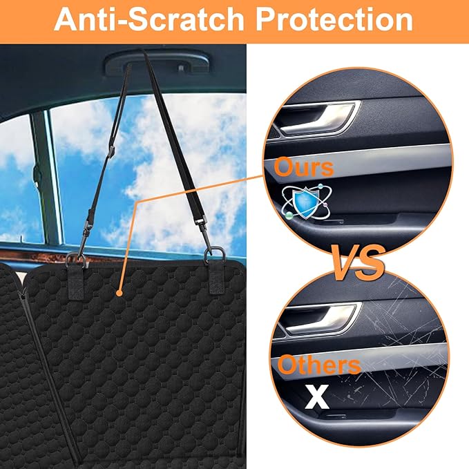 Mancro Dog Hammock for Car, 2025 Upgraded 600D Heavy Duty Waterproof & Scratch-Resistant Dog Car Seat Cover, Back Seat Pet Cover for Dogs with Sedan, Trucks and SUVs, Standard, All Black