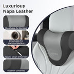 Coverado Car Headrest Pillow, Ergonomic Memory Foam Car Neck Pillow for Driving Seat with Adjustable Strap, Soft PU Leather Breathable Removable Cover Neck Support for Neck Pain Relief