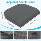 XLarge Seat Cushion, Soft Foam Cushion for Long Sitting Hours on Office Chair, Home & Car, Non-Slip Chair Pad for Relieving Back & Sciatica & Hip & Coccyx Pain (Grey)