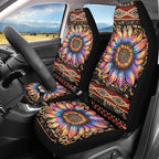 BIGCARJOB Native Tribal Sunflower Car Seat Covers Set Universal Car Interior Seat Rugs 2 Pcs Aztec Sunflower Auto Front Seat Protector Set Sunflower Car Accessories
