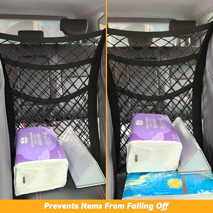 Car Dog Barrier for SUV, Pet Barrier Car Mesh Organizer for Dog & Child Drive Safety Barrier with Mesh Pockets, Storage Bag Travel Essentials Holder