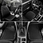 CAR PASS Universal Black Leather Lace Car Seat Covers Full Set for Women Girls,Waterproof Car Floor Mats Carpet,Glitter Steering Wheel Cover for Cars Accessories Interior Sets (Black)