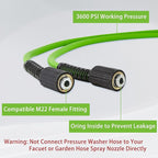 PWACCS Pressure Washer Hose for Power Washer – 3600 PSI Kink Resistant Pressure Washing Extension Hose 100 FT x 1/4" – Universal Electric Power Wash Hose for Replacement – Compatible with M22 Fittings