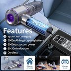Car Vacuum Cleaner High Power 20000Pa – Cordless Handheld Mini Vacuum & Air Duster for Car & Desk, Home, Office & Camping, Ideal Gift for Men & Women, 6000mAh Battery