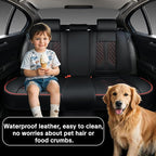 Universal Car Seat Covers, Black with Red Trim, Premium Nappa Leather, with Lumbar Support, Waterproof, Full Set, Non-Slip, Contoured Fit, Airbag Compatible, Fits Suvs, Sedans, Pickup Trucks