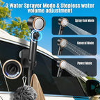 Upgraded Portable Shower, 8000mAh Rechargeable Camping Shower Pump with Intelligent Display, 5 Pressure Modes, IPX8 Waterproof Lightweight Pocket Outdoor Shower Pump Kit for Hiking, Travel, Car, Pet