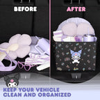 Sanrio Kuromi Car Trunk Organizer & Steering Wheel Cover Set – Cute, Non-Slip, Soft Grip Car Accessories for Women – Collapsible Storage Bin for Groceries, Tools & Travel – 12.5"L x 12.5"W x 9"H