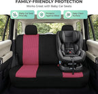 FH Group Automotive Rear Car Seat Covers for SUV, Trucks, Sedan and More - Universal Fit Rear Solid Bench Design Interior Accessories - 3D Mesh Fabric Center Panel - Burgundy