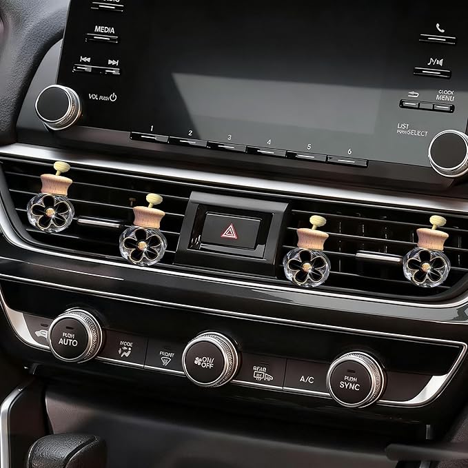 Daisy Bottle Car Air Freshener Clips, 2 Pcs Cute Daisy Car Air Vent Clip, Coquette Auto Air Conditioning Outlet Diffuser Perfume Clips, Interior Decoration (Black, one size)