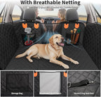HOTEAGLE Car seat Cover for 2 Dogs, 100% Waterproof Scratch Proof Nonslip Dog car seat Cover for Back seat, Dog Hammock for car Hard Bottom Holds 400lbs, Standard（ Black）