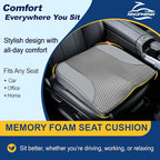 kingphenix Car Seat Cushion – Memory Foam Pad for Driving Comfort – Boosts Height and Relieves Coccyx & Lower Back Pain – Car, Truck, Office Chair (Leather & 4D Mesh Gray)
