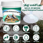 3Kg/106Fl.oz Invisible Waterproof Agent Indoor&Outdoor Waterproof Coating Set Transparent Liquid Sealant with Wooden Brush Resistant Work Gloves Putty Knife Cut Paint Roller