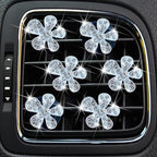 6 Pcs Black Daisy Air Vent Clips, Cute Flower Car Air Fresheners Vents Clips Diamond Vent Clip Car Interior Decor Charm Bling Accessories Decoration for Women (silvery, 2)
