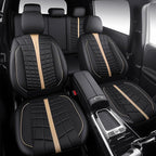 CAR PASS 3D Foam Mesh Leather Car Seat Covers Full Set, Breathable Premium Leather Seat Covers for Car,Anti Slip Universal Fit for Trucks Cars Sedans Vans SUVs, Airbag Compatible, Black Beige