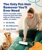 Triton Pet Hair Removal Tool w/Fur Trapping Compartment and Detachable Handle, 60% Smaller Storage Size, Reusable Shedding Roller, Cat and Dog Hair Remover for Car, Furniture, Carpet (Gray/White)