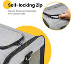 Dog Carrier Soft Sided, Large Cat Carrier with Inner Safety Leash, Pet Transport Carrier for Large Cats and Medium Dogs up to 20 Lbs, Collapsible Travel Puppy Carrier Bag -Gray L