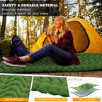 MEETPEAK Camping Sleeping Pad with Pillow, Extra Thickness Inflatable Camping Mat with Foot Pump, Durable Waterproof Lightweight Camping Air Mattress for Hiking Backpacking Traveling