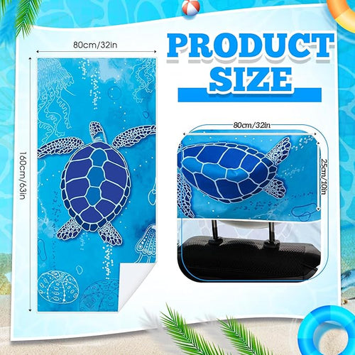 2 Pack Car Seat Towel Covers with Storage Bag 63 x 32 Inch Athletic Running Towel Seat Sweat Washable Non Slip Cover Gift for Car Outdoor Sport Activities (Sea Turtles)
