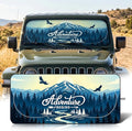 63"x28.5" Car Windshield Sun Shade with Storage Pouch, Stylish Printed Front Window Sunshade with Double Ring Frame, Universal Fit Foldable Heat Blocker & UV Protector for SUV, Sedan (Adventure-Peak)