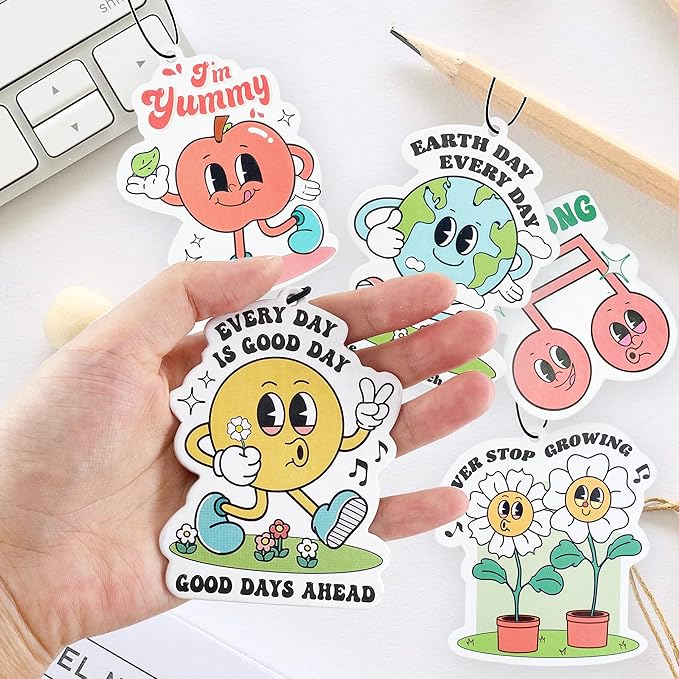 5Pcs Retro Cute Car Air Fresheners Car Interior Accessories Hanging Scents Kawaii Freshener Automotive Room Decor for Women Teen Girls Gift
