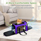 Soundy Large Cat Carrier Dog Carrier Under 25 Lbs,Collapsible Ventilated Portable Pet Bag with Soft Sided Breathable Mesh for Long Car Trips Maxi Load 2 Kittens or Small, Medium Dog (Large Purple)