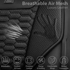 CAR PASS 3D Foam Mesh Leather Car Seat Covers Full Set,Breathable Mesh Faux Leather Seat Covers for Car,Universal Fit for SUV Truck Sedan Automotive, Armrest Airbag Compatible,Black