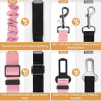 LivTee Dog Seat Belt for Car, Retractable Pet Safety Harness, Adjustable Nylon Dog Seatbelt Leash, Comfortable Dog Accessories for Vehicles (Light Pink-2PCS)