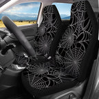 KEIAHUAN Halloween Spider Web Front and Back Car Seat Covers Front Saddle Blanket Rear Split Bench Protection Cover Fit Most Vehicle Truck,SUV (Black)